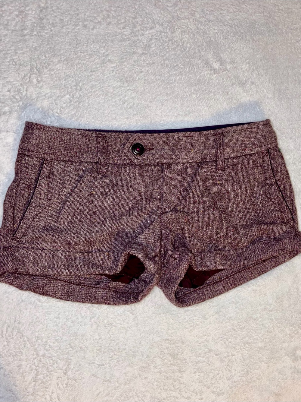 American Eagle Outfitters Maroon Tweed High Waist Shorts - Size S-M